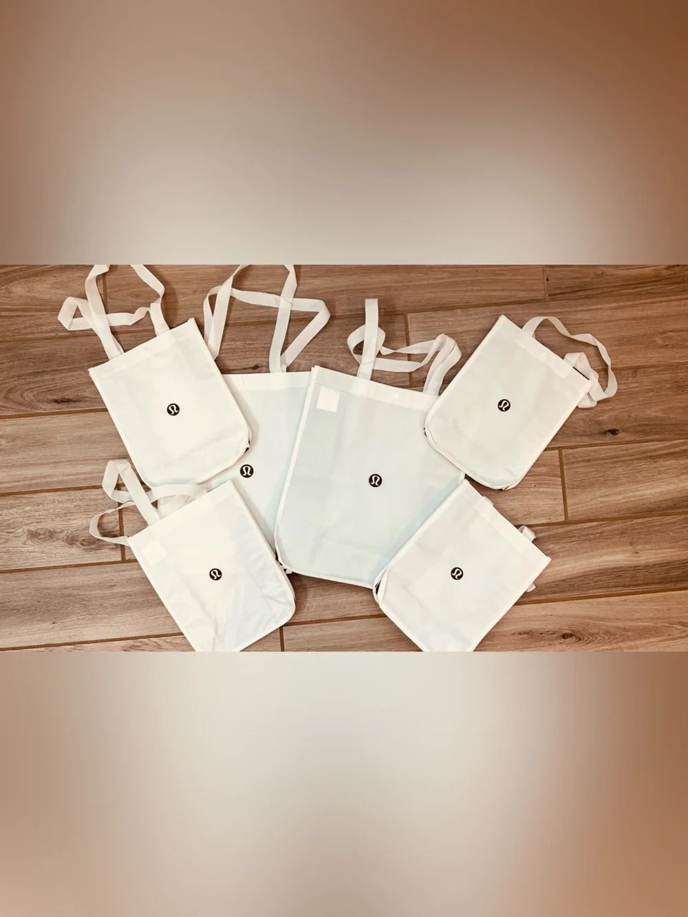 Lululemon Reusable Shopping Bag Bundle | 2 Large + 4 Small | White Logo Totes